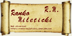 Ranko Mileticki vizit kartica